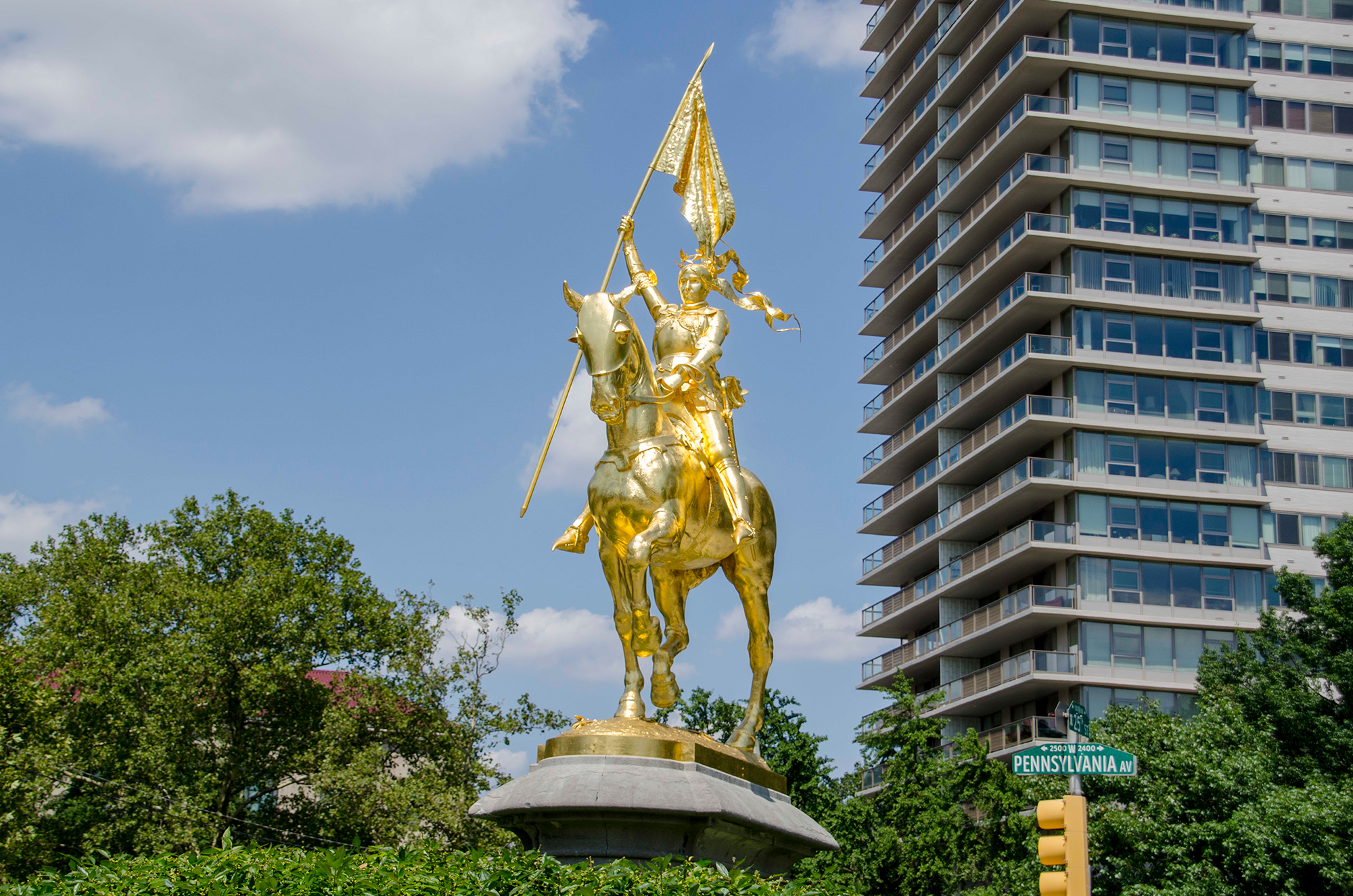 Joan of Arc golden sculpture