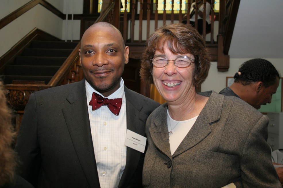 Artist John Stone and Sister Mary Scullion of Project HOME. Photo Gregory Benson for the Association for Public Art.