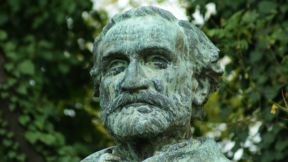 A detail of G. B. Bashanellifusi's Giuseppe Verdi in Fairmount Park