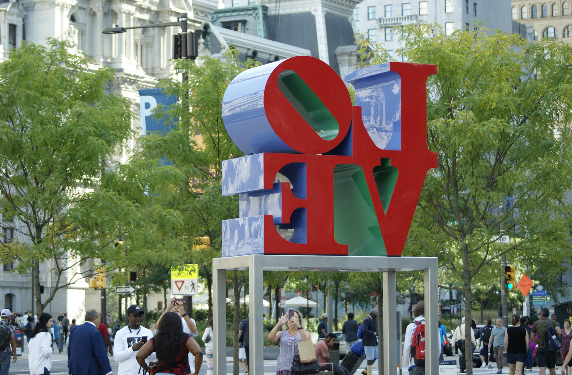LOVE sculpture from the back