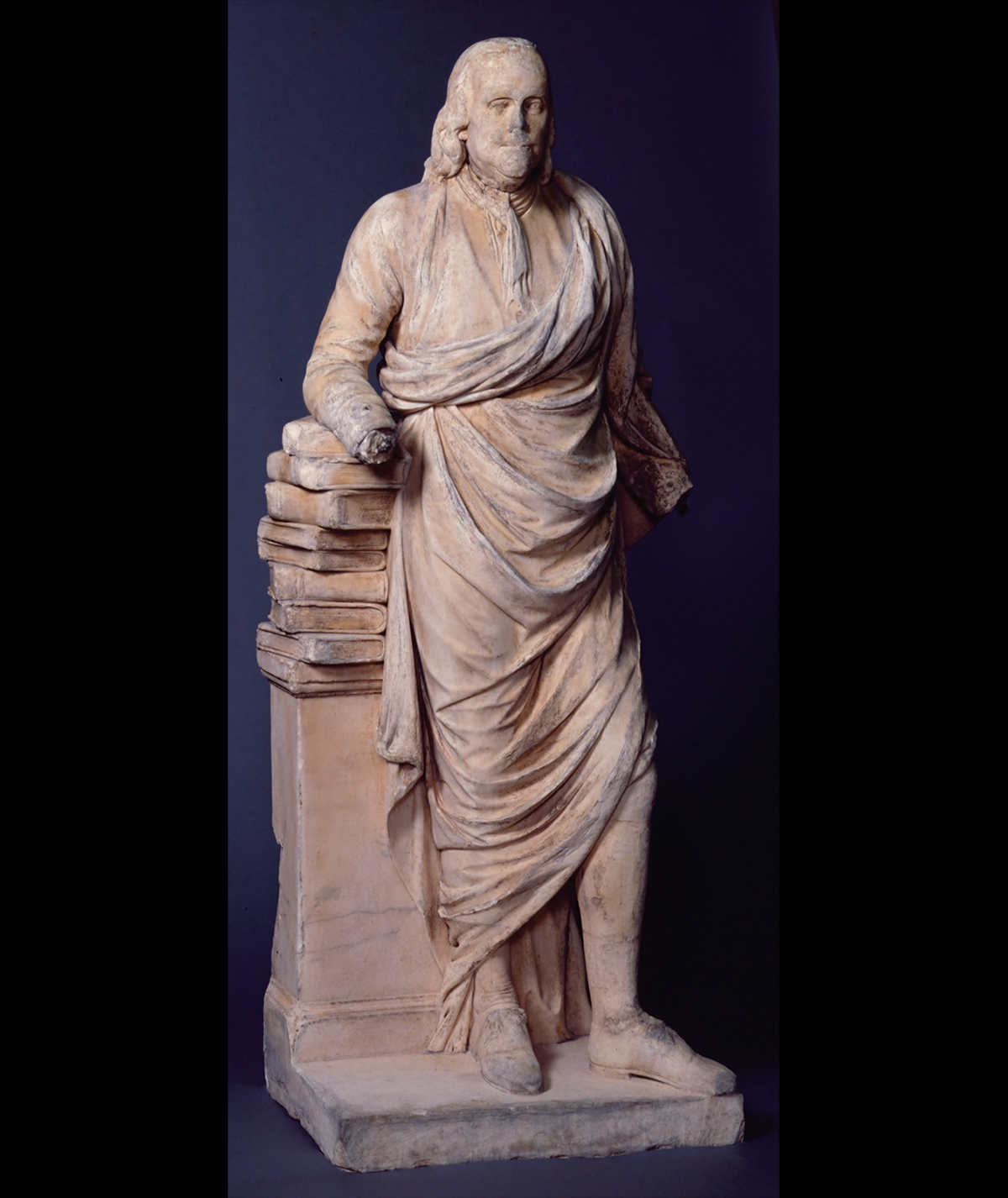 Benajmin Franklin marble sculpture