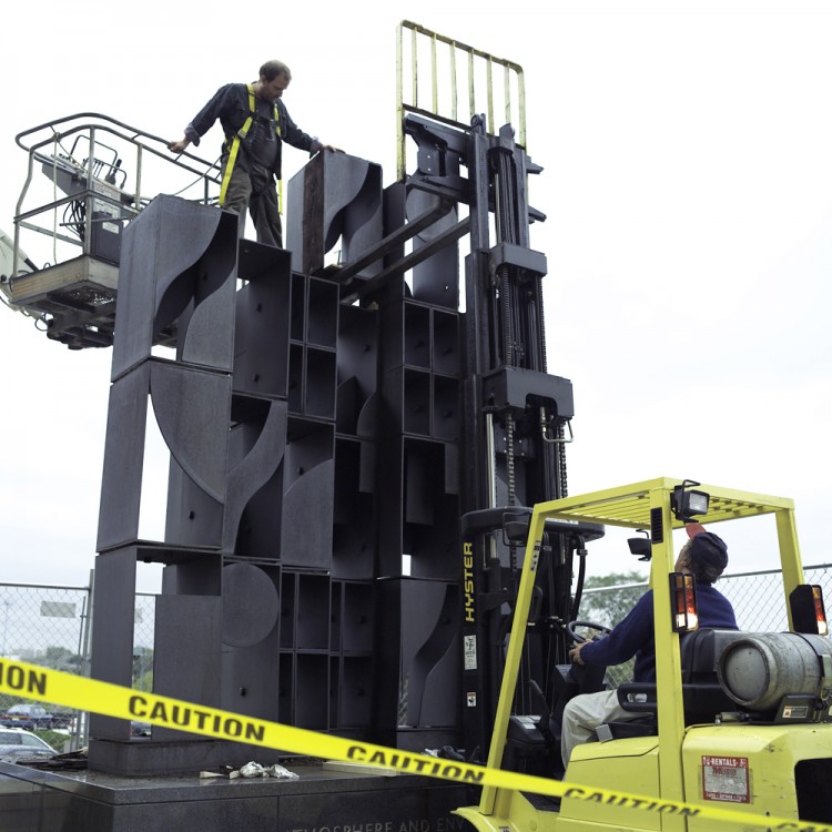 The 2007 conservation and reinstallation of Louise Nevelson's <em>Atmosphere and Environment XII</em> (1970). Photo © Association for Public Art.