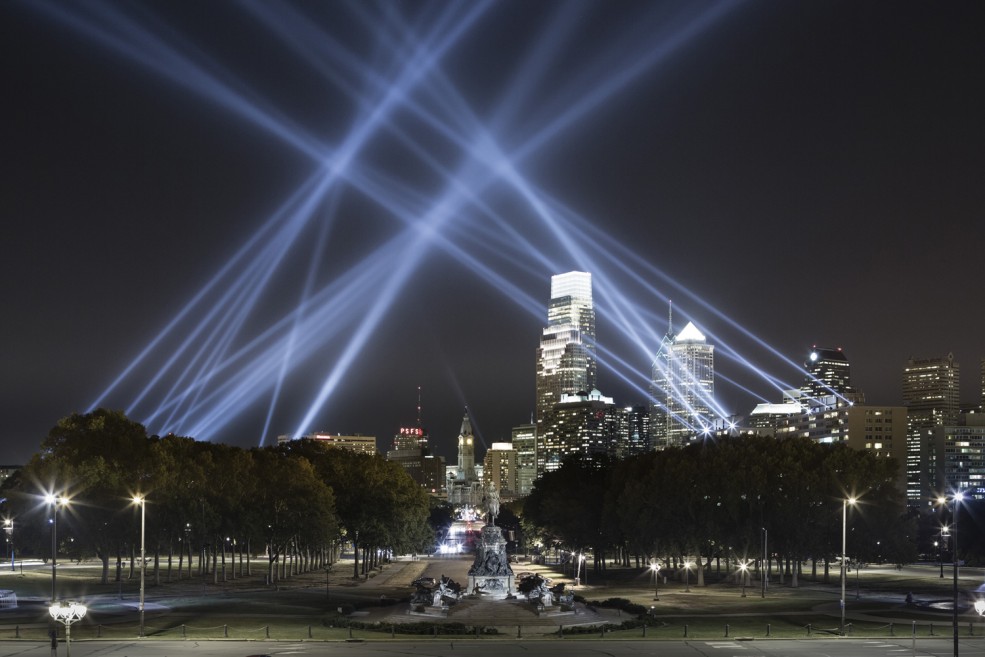 <em>OPEN AIR</em> (2012) by Rafael Lozano-Hemmer. Photo James Ewing Photography © 2012 for the Association for Public Art.