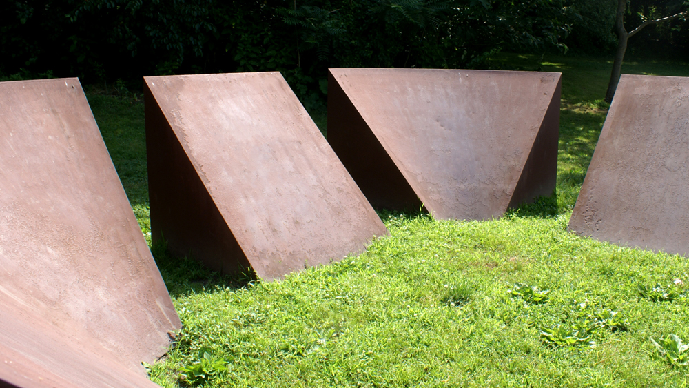 Detail of Robert Moriss' Wedges sculpture on Kelly Drive