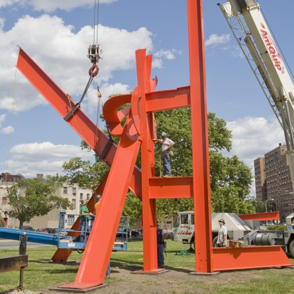 Installation of "Iroquois" by Mark di Suvero