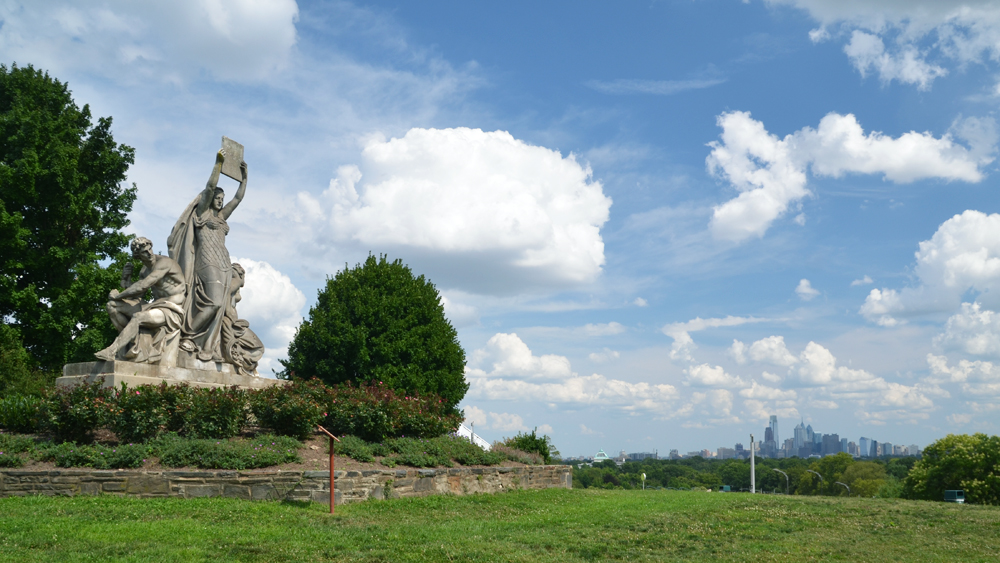Law, Prosperity, and Power sculpture in Fairmount Park