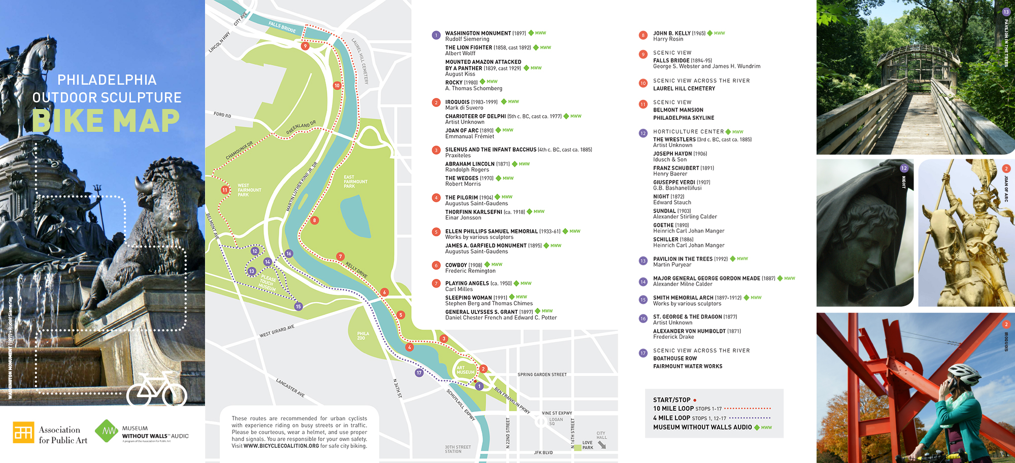 Public Art Bike map for Fairmount Park, Philadelphia