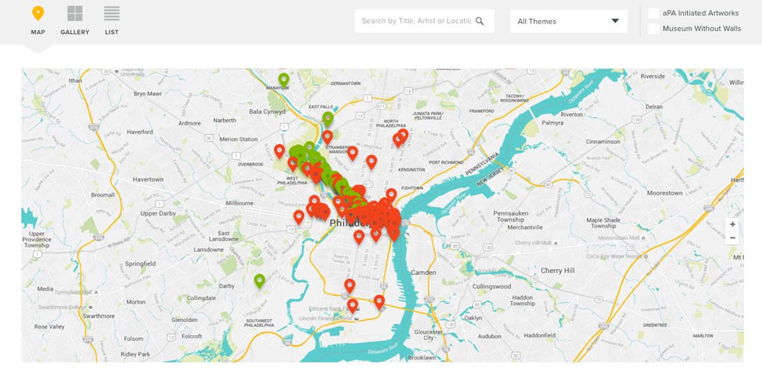 Screen shot of interactive map feature on website