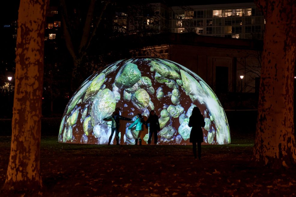 <em>Winter Fountains</em> (2017) by Jennifer Steinkamp, presented by Parkway Council and commissioned by Association for Public Art. Photo Jeff Fusco Photography.