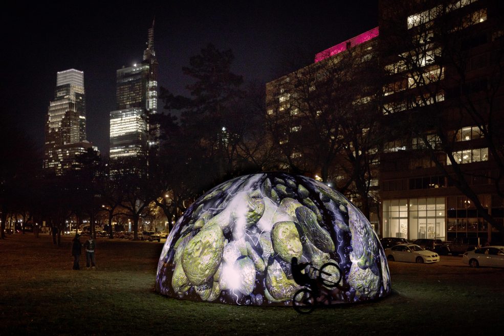 <em>Winter Fountains</em> (2017) by Jennifer Steinkamp, presented by Parkway Council and commissioned by Association for Public Art. Photo James Ewing Photography.