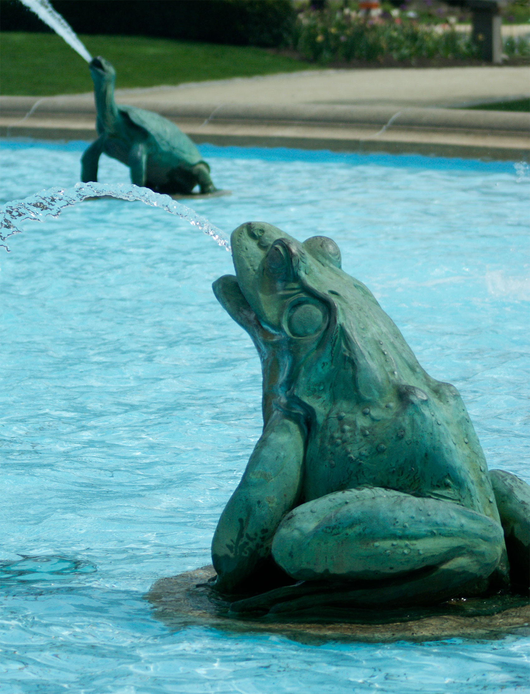 Frog and turtle sculptures of the Swann Memorial Fountain