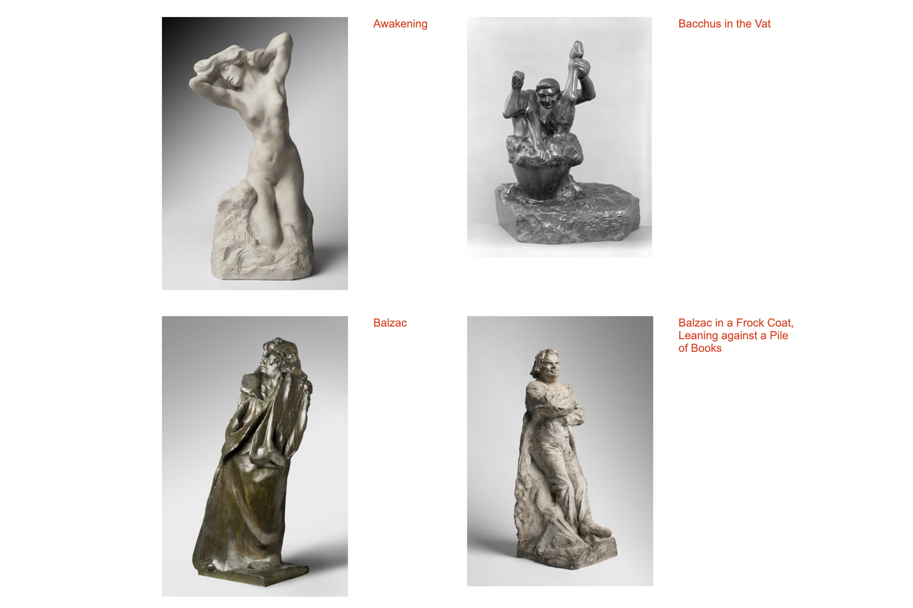 Rodin Museum's online collection – screenshot of sculptures